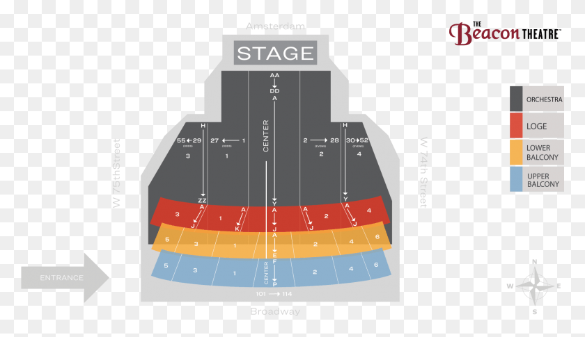 1750x955 Beacon Theatre Seating Chart And Map Seat Number Beacon Theater Seating Chart, Plot, Architecture, Building HD PNG Download