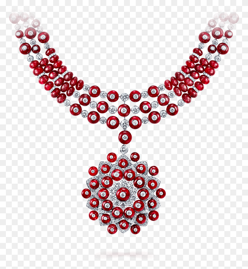 1613x1755 Beaded Ruby And Diamond Necklace Ruby Beads Diamond Necklace, Accessories, Accessory, Jewelry Descargar Hd Png