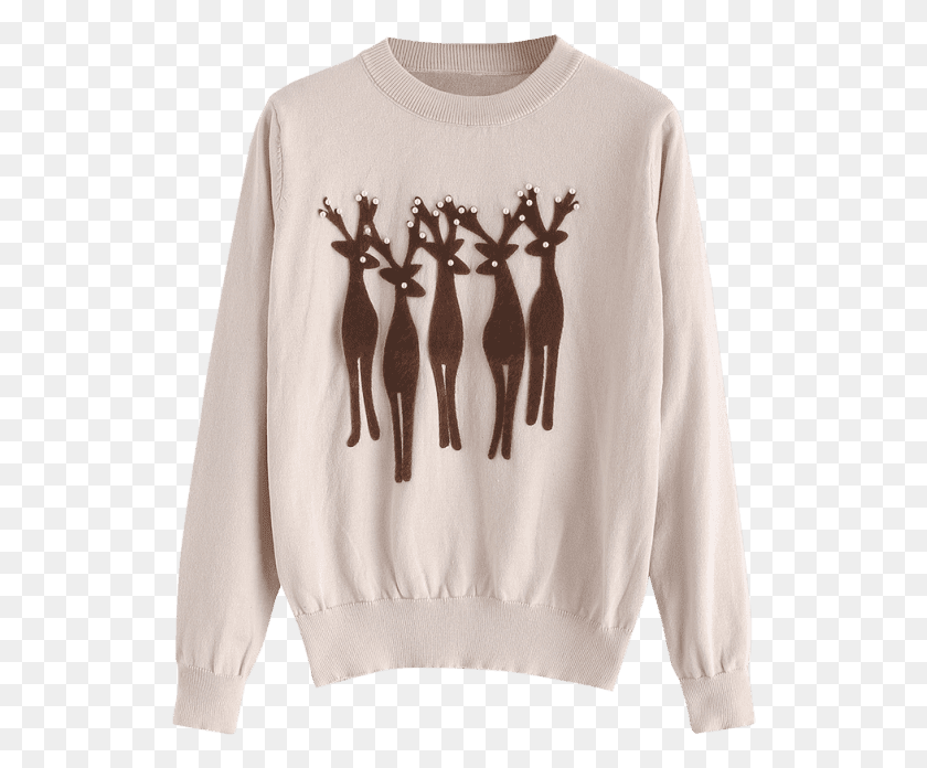 530x636 Beading Deer Christmas Sweater Sweater, Clothing, Apparel, Sweatshirt Descargar Hd Png