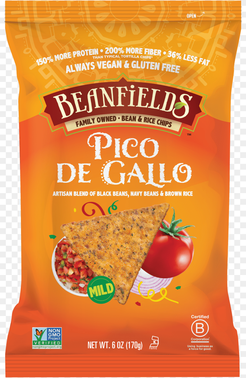 814x1292 Beanfields Bean And Rice Chips Pico De Gallo, Food, Snack, Advertisement, Pizza PNG