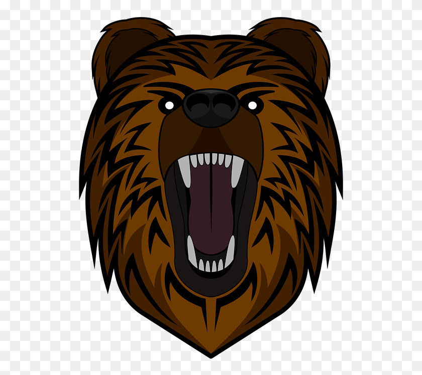 531x688 Bear Roar Logo Growl Mascot Drawing Teeth Roaring Bear Face, Mammal, Animal, Wildlife HD PNG Download