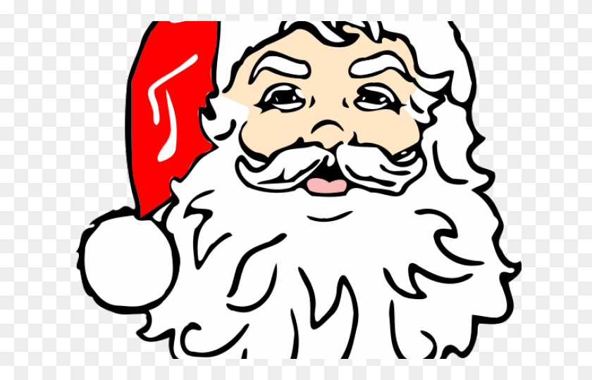 640x480 Санта-Клаус Санта-Клаус Черный И Белый, Лицо, Усы, Трафарет Png Скачать