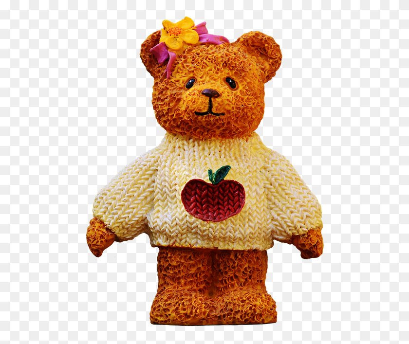 494x647 Bears Art Stone Cute Knitting Sweater Apple Teddy Bear, Toy, Plush, Doll HD PNG Download
