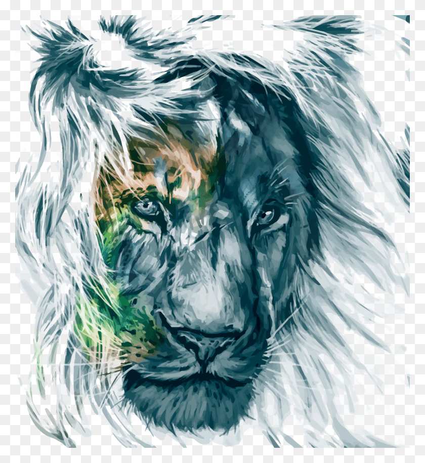 1367x1500 Beast Vector Lion Watercolor Lion Drawing Vector, Chicken HD PNG Download