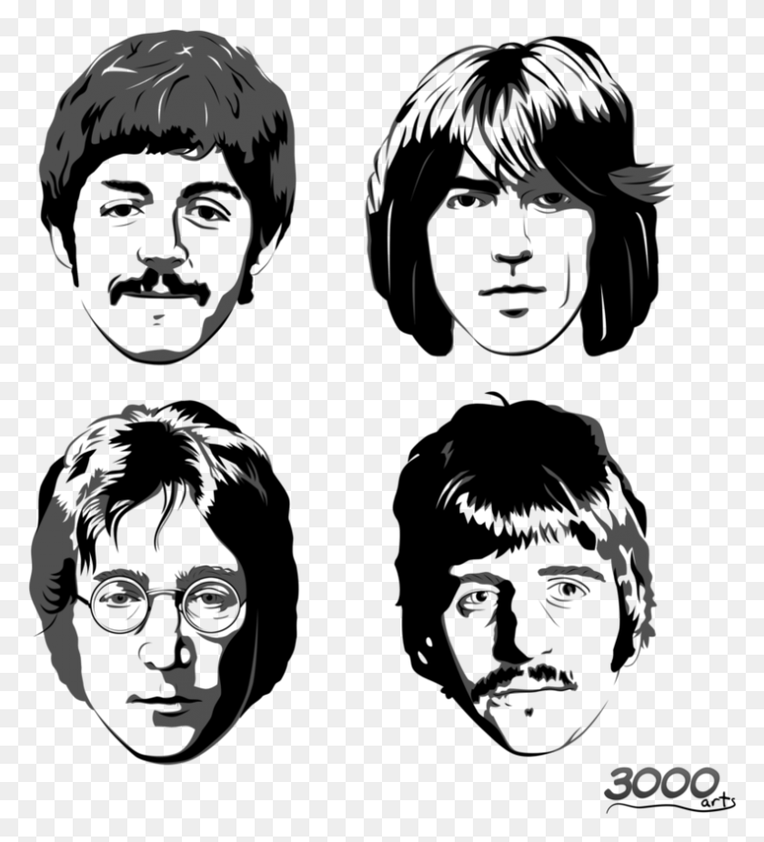 791x879 Descargar Png Los Beatles Caras De Los Beatles, Stencil, Persona Hd Png