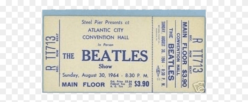 557x286 Beatles Pngs For Anon Beatles Atlantic City Convention Center, Text, Paper, Ticket HD PNG Download