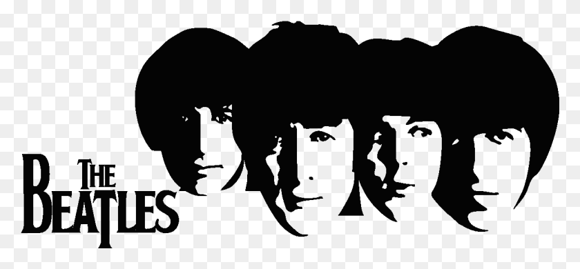 1201x509 Beatles Silhouettes Beatles Cartoon Black And White, Face, Cat, Pet HD PNG Download