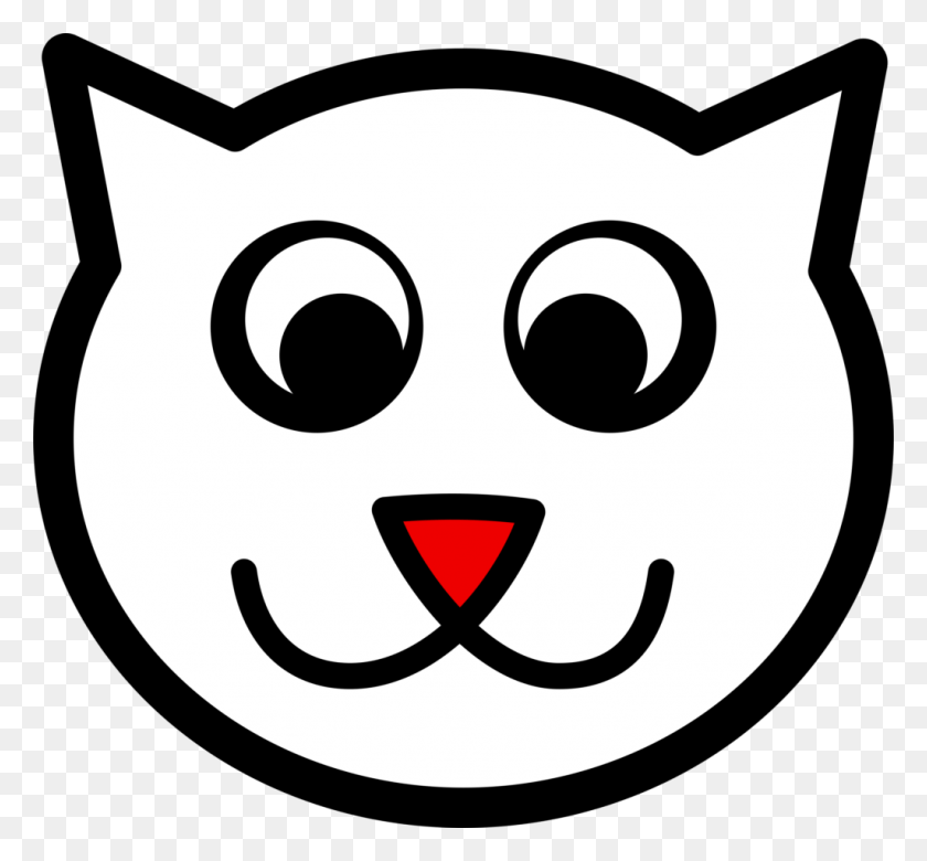 1024x946 Beautiful Cat Clipart 8 Of Head Cat Face Outline Black And White, Label, Text, Stencil HD PNG Download