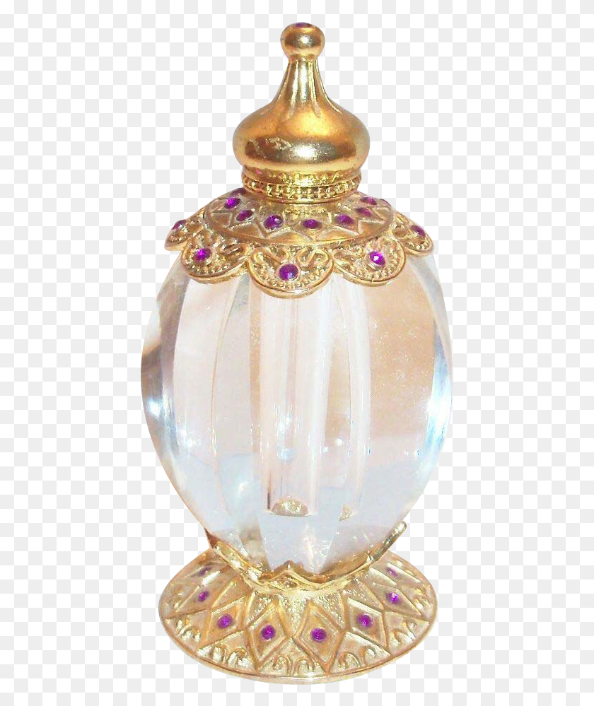 443x939 Beautiful Clear Cut Glass Perfume Bottle From Theantiquechasers Brass, Accessories, Accessory, Jewelry HD PNG Download