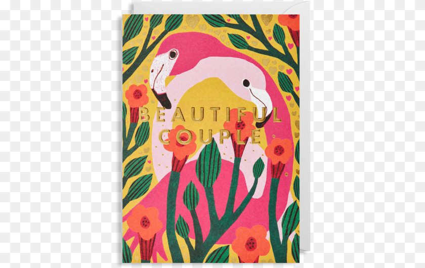 388x530 Beautiful Couple Flamingo Greeting Card Greeting Card, Art, Modern Art, Graphics, Painting Sticker PNG