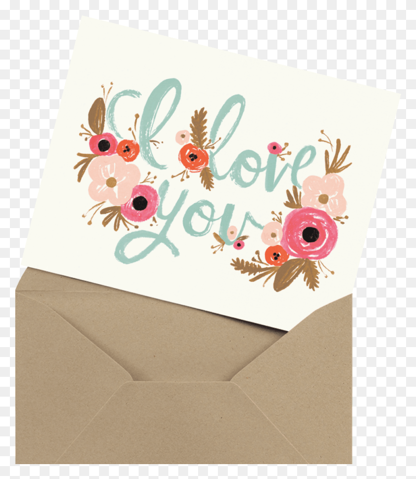 966x1123 Beautiful Floral I Love You Wedding Anniversary Card Cartoon, Envelope, Mail, Greeting Card HD PNG Download