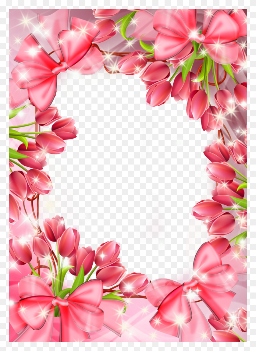 900x1260 Beautiful Transparent Frame With Red Tulips Beautiful Transparent Photo Frame, Graphics, Number HD PNG Download