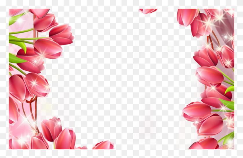 1368x855 Красивая Прозрачная Рамка С Красными Тюльпанами, Красивые Рамки И Бордюры, Растение, Цветок, Цветение Png Скачать