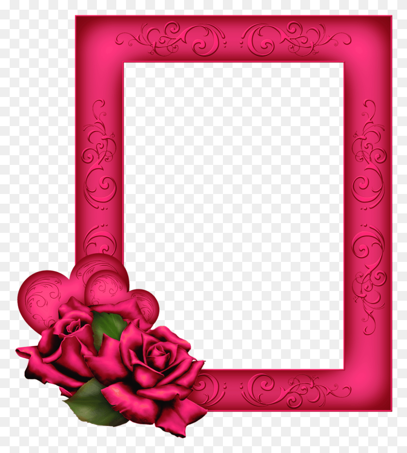 1082x1213 Beautiful Transparent Pink Frame With Roses Hearts Borders And Frames, Plant, Text, Rose HD PNG Download