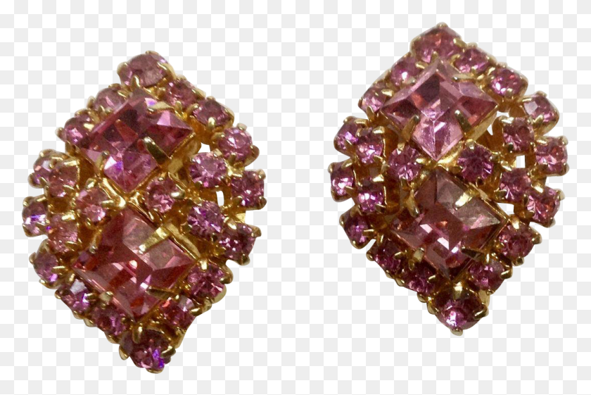 1082x695 Beautiful Vintage Pink Sparkle Rhinestone Clip Earrings Earrings, Accessories, Accessory, Jewelry HD PNG Download