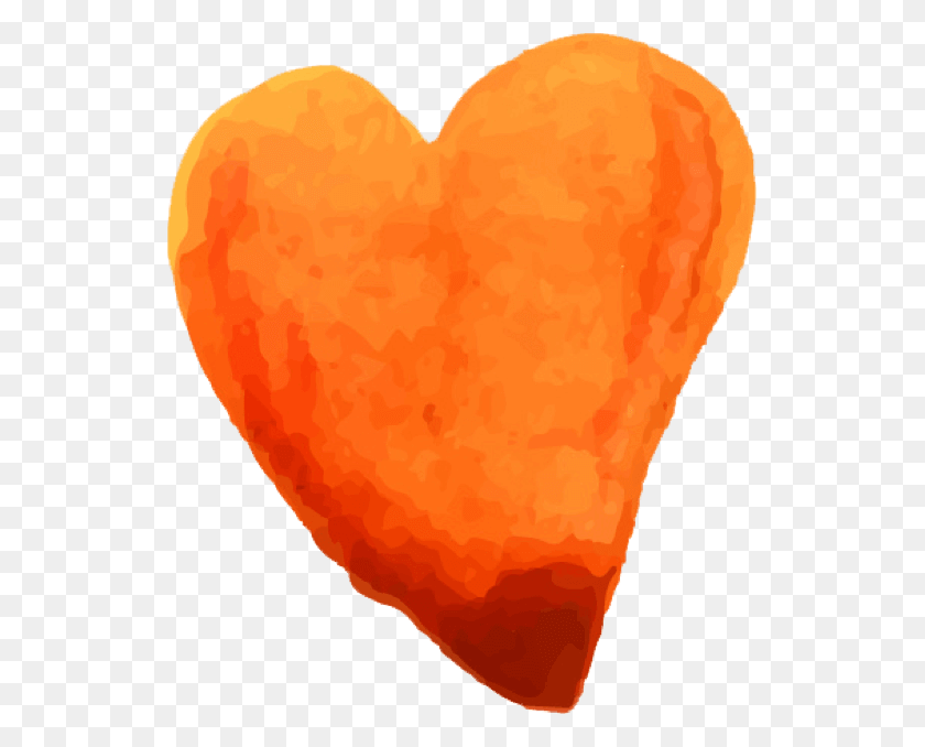 535x618 Beautiful Watercolor Heart Stickers Orange Watercolour Hearts Clipart, Cushion HD PNG Download
