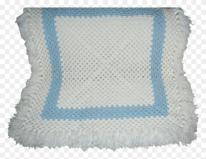 1986x1494 Красивое Белое Детское Синее Квадратное Вязаное Одеяло С Крючком Hd Png Скачать