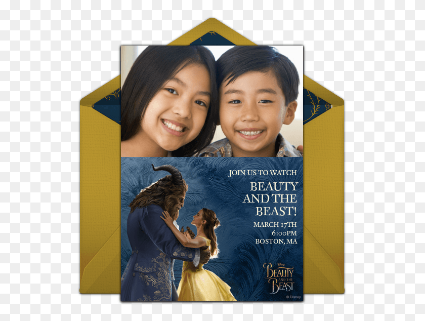 535x574 Beauty And The Beast Photo Online Invitation Love, Advertisement, Poster, Person HD PNG Download