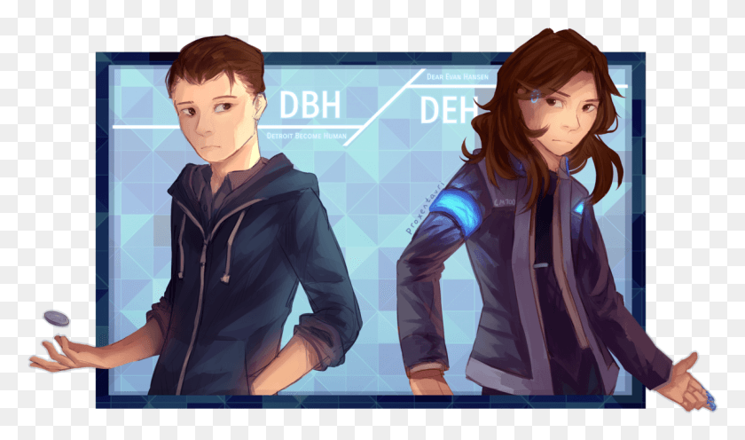 1202x672 Become Human X Dear Evan Hansen Connorconnor Outfit Detroit Become Human Swap, Person, Manga, Comics HD PNG Download