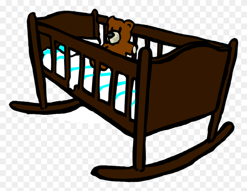 950x720 Bed Clipart Animated Clip Art Of Cot, Furniture, Cradle, Crib HD PNG Download