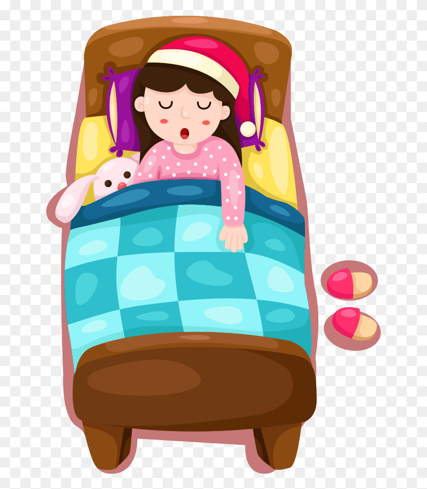 659x902 Bed Vector Cartoon Girl Go To Bed Cartoon, Female HD PNG Download