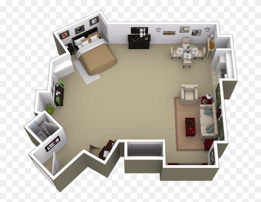 692x590 Bedroom Apartments Near Me Park La Brea One Bedroom, Floor Plan, Diagram, Plan HD PNG Download