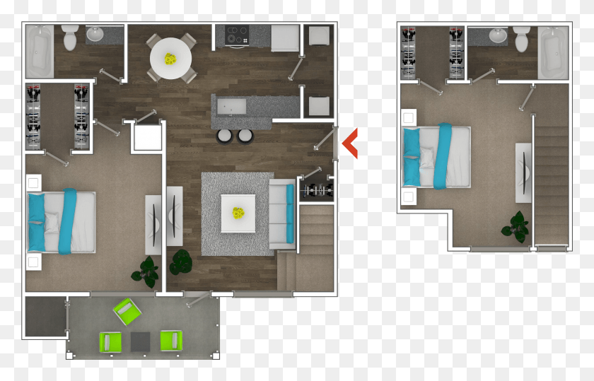 2861x1758 Bedroom Townhouse Floor Plan, Floor Plan, Diagram, Plot HD PNG Download