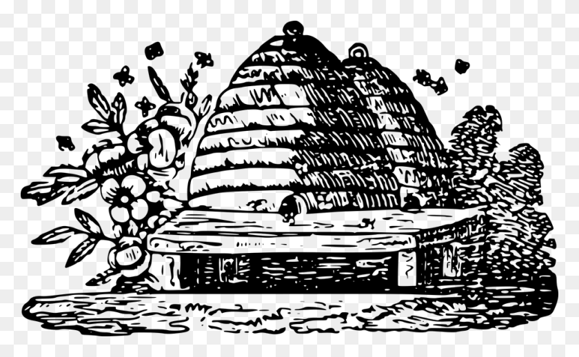 960x564 Bee Beehive Hive Insect Woodcut Straw Skep, Gray, World Of Warcraft HD PNG Download