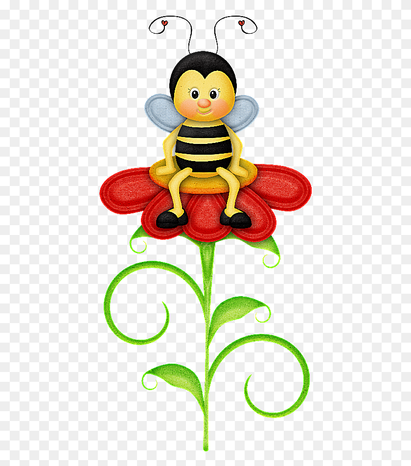 435x892 Bee Clipart Bee Images Cute Bee Image Digital Tole Sitting On Flower Clipart, Plant, Graphics HD PNG Download