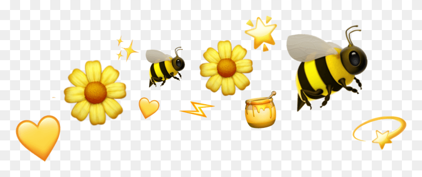 3148x1183 Bee With Crown Emoji Bee With Crown Emoji Bee, Insect, Invertebrate, Animal HD PNG Download