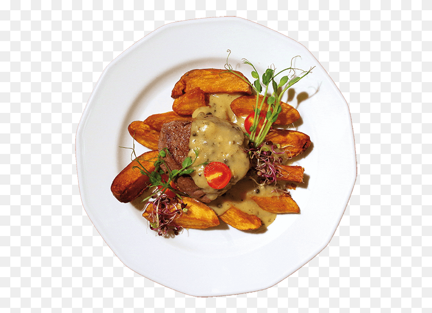 550x550 Beef Fillet Steak With Green Pepper Sauce Potato Wedges, Dish, Meal, Food HD PNG Download