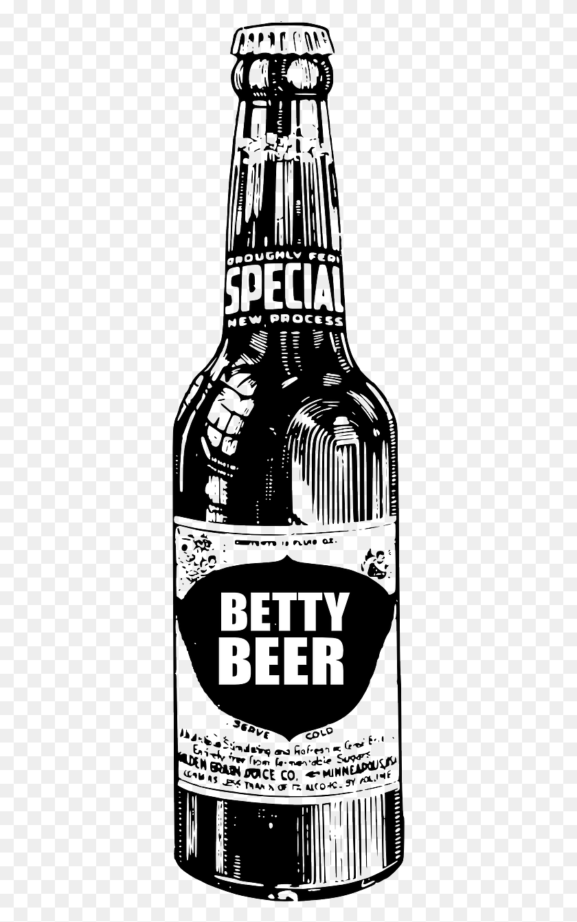 343x1281 Beer Bottle Soda Free Picture Beer Black And White, Liquor, Alcohol, Beverage HD PNG Download