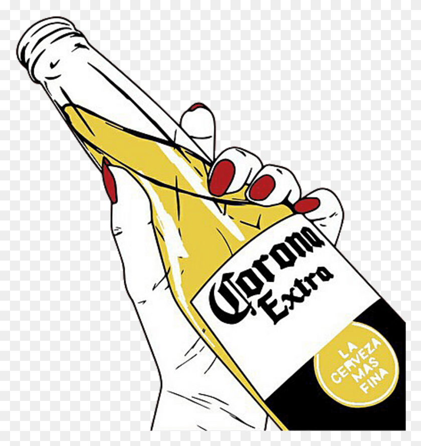 898x956 Beer Corona Night Party Summer Beach Art Remixit Corona Extra, Botella, Bebida, Bebida Hd Png