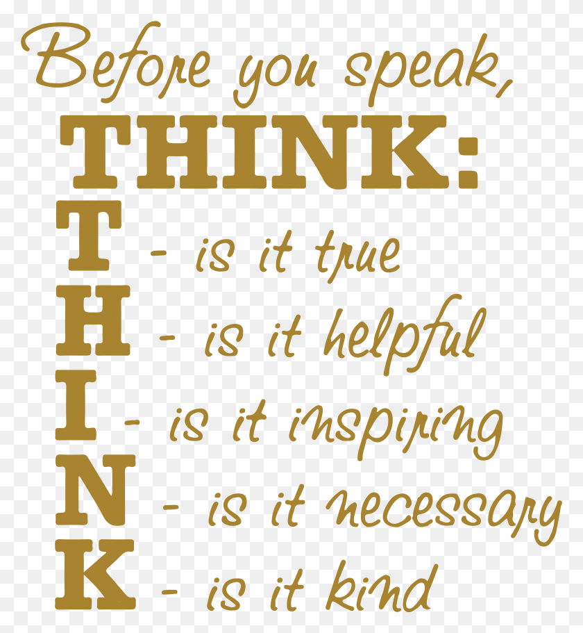6395x6982 Before You Speak Think Vinyl Decal Sticker Quote, Text, Number, Symbol HD PNG Download