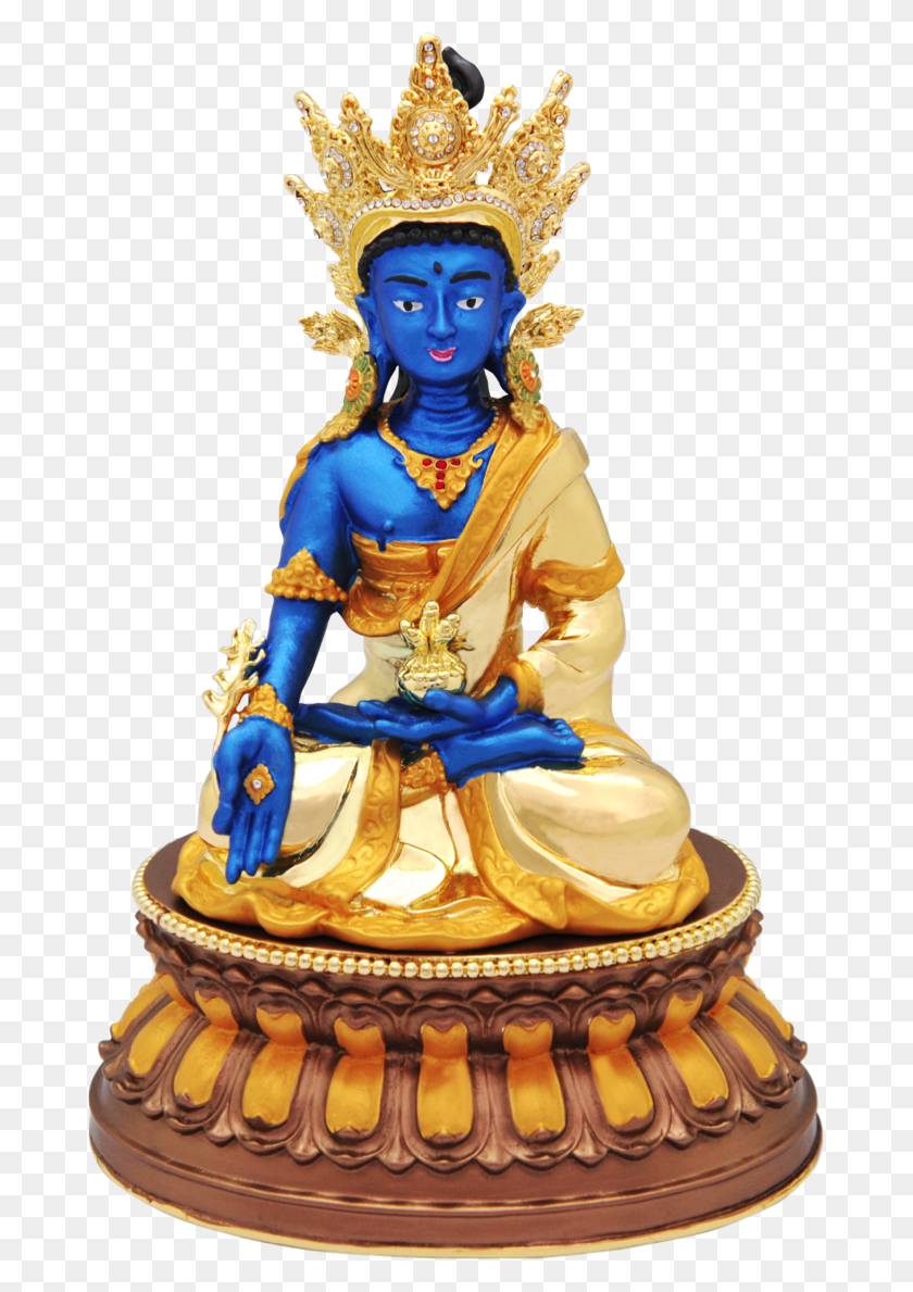 677x1129 Bejeweled Medicine Buddha Blue Face Statue, Figurine, Birthday Cake, Cake HD PNG Download