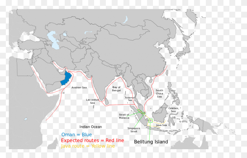 1024x630 Belitung Ship Routes South Asia Subregional Economic Cooperation, Plot, Map, Diagram HD PNG Download