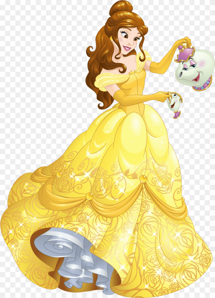 Bella 21 Belle With Mrs Potts, Clothing, Dress, Figurine, Fashion PNG