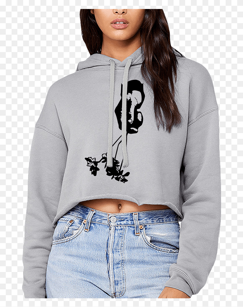 691x1001 Bella Canvas Cropped Fleece Hoodie, Clothing, Apparel, Sweater HD PNG Download
