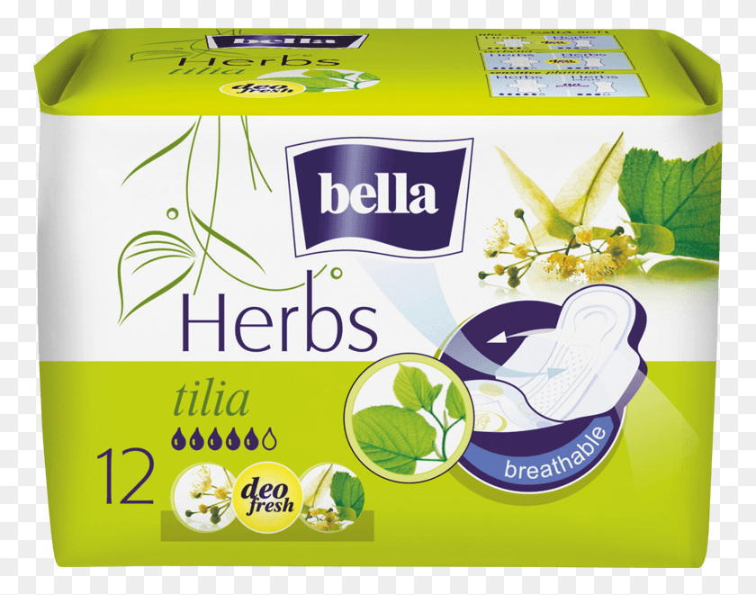 767x601 Descargar Png Bella Herbs Tilia Bella Herbal Toallas Sanitarias, Etiqueta, Texto, Planta Hd Png