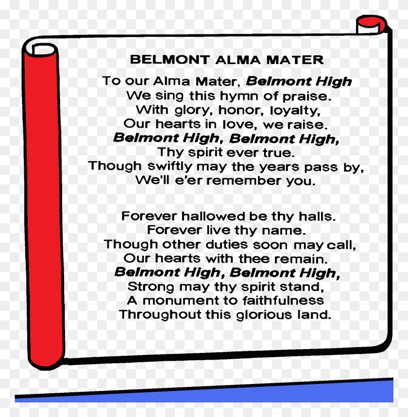 1681x1723 Belmont High School39s Alma Mater Songs Prepositional Phrases, Text, Weapon, Weaponry HD PNG Download