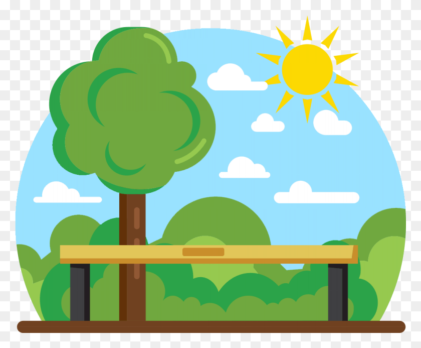 1039x844 Bench Clipart Park Activity, Furniture, Sky, Outdoors HD PNG Download
