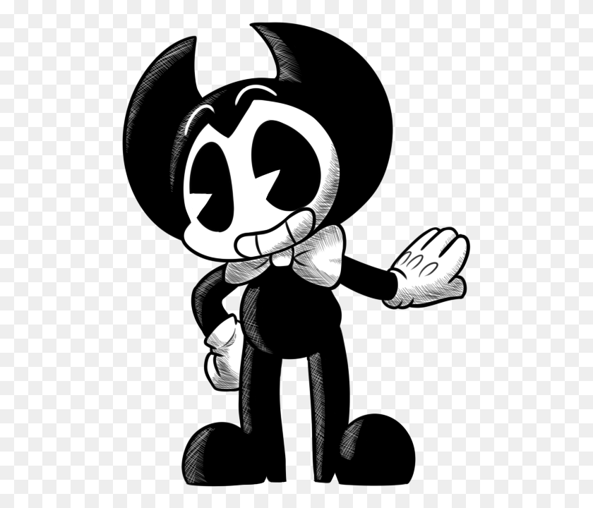 495x660 Bendy And The Ink Machine Cartoon, Stencil, Hand HD PNG Download