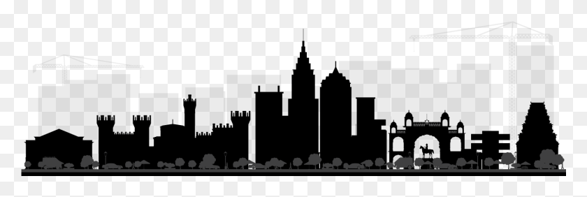1474x420 Bengaluru Bangalore City Silhouette, Building, Factory, Refinery HD PNG Download