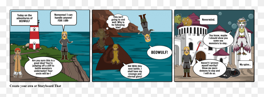 1145x367 Beowulf Underwater Comics, Book, Person, Human HD PNG Download