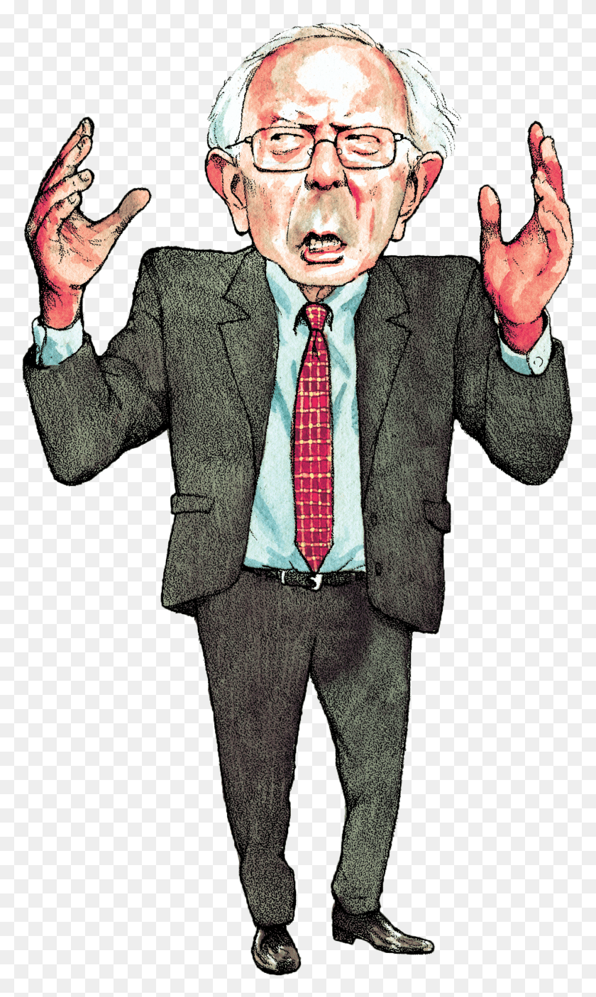 1388x2396 Berniesanders Davidchelsea Cartoon, Tie, Accessories, Accessory HD PNG Download