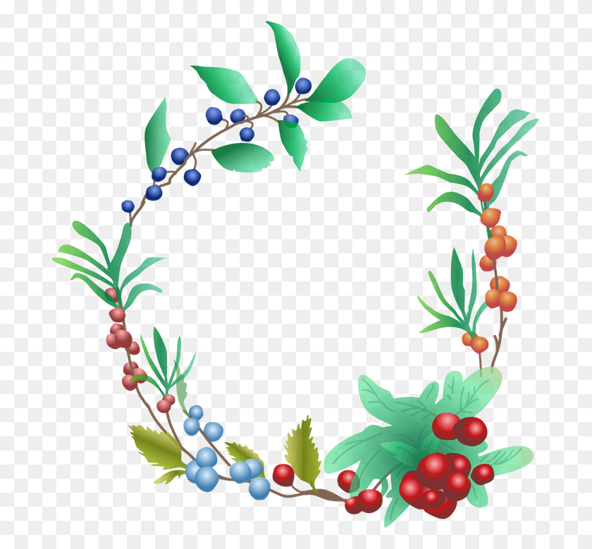 691x720 Berries Fruit Garland Berry Wreath Clip Art, Plant, Potted Plant, Vase HD PNG Download