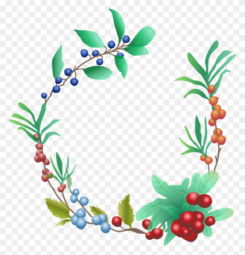 1229x1280 Berries Fruit Garland Wreath Image Berry Wreath Clip Art, Plant, Graphics HD PNG Download