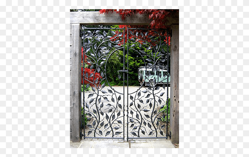 369x470 Bespoke Floral Iron Gates, Gate, Plant HD PNG Download