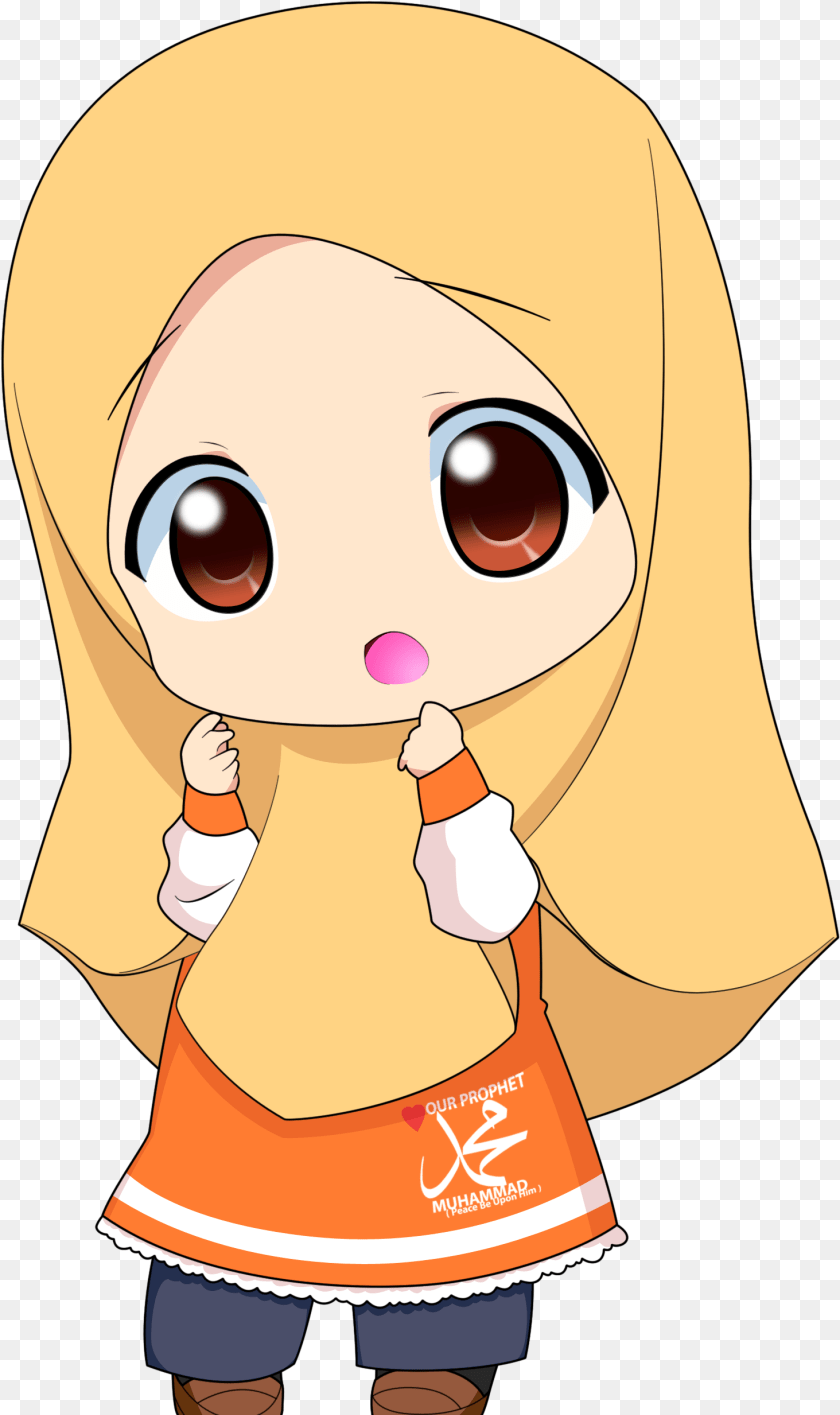 1464x2466 Best About Anime Muslim Anime Chibi Girl Hijab, Baby, Person, Clothing, Coat Clipart PNG