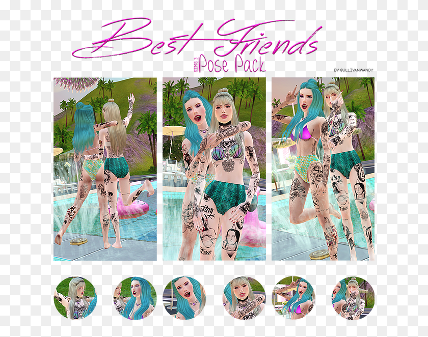 631x602 Best Friends Pose Pack Girl, Collage, Poster, Advertisement HD PNG Download